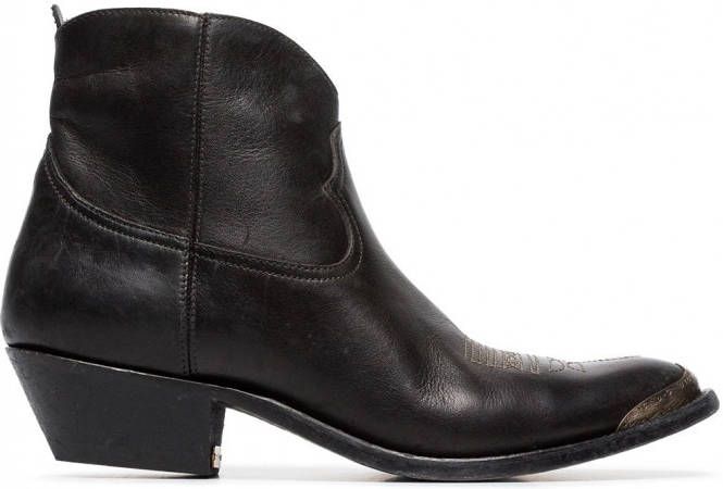 Golden Goose young leather cowboy ankle boots Zwart