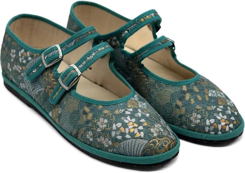 Gondolina Daphne ballerina's met bloemen-jacquard Groen - Foto 3