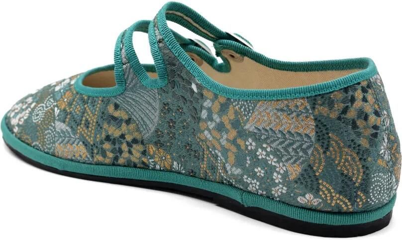 Gondolina Daphne ballerina's met bloemen-jacquard Groen - Foto 4