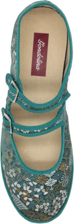 Gondolina Daphne ballerina's met bloemen-jacquard Groen - Foto 5