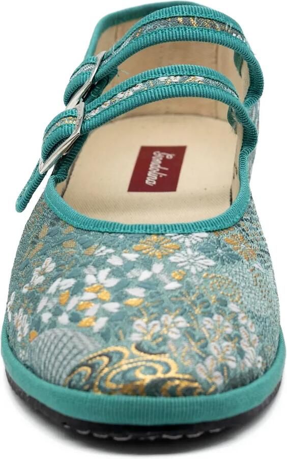 Gondolina Daphne ballerina's met bloemen-jacquard Groen - Foto 2
