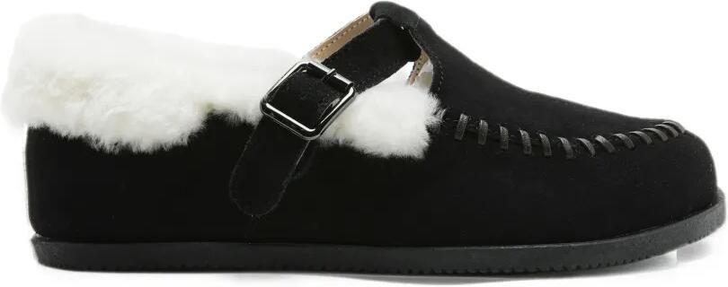 Good News shearling-trim whipstitch sneakers Zwart