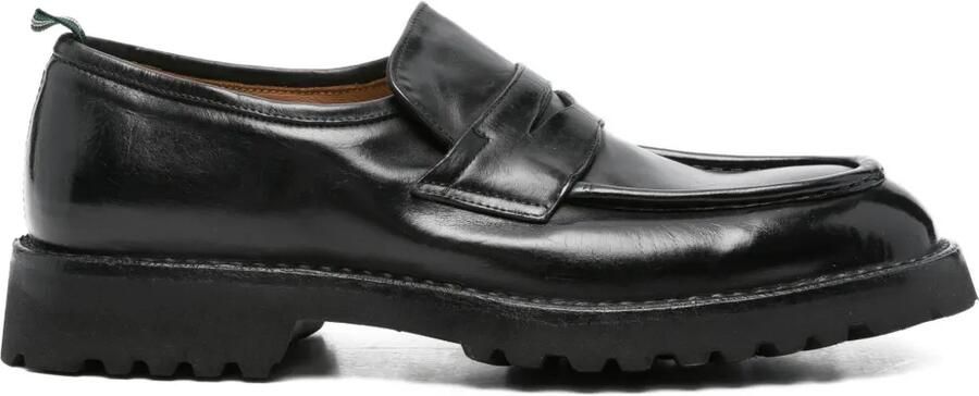 Green George Leren loafers Zwart