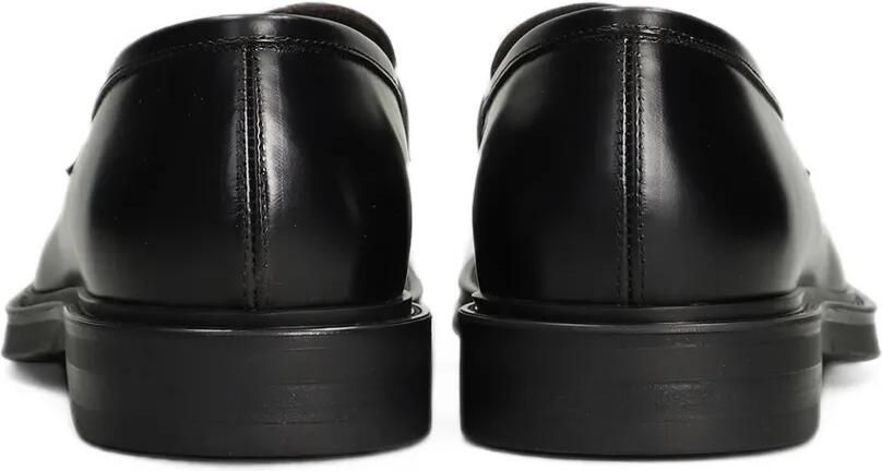 Green George Leren penny loafers Zwart