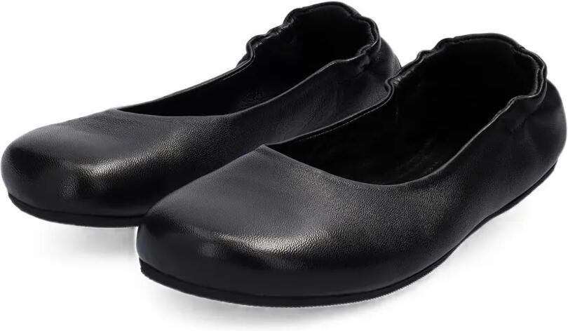 GROUNDIES Elastische leren ballerina's Zwart