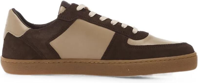 GROUNDIES Hamptons leren sneakers met vlakken Bruin