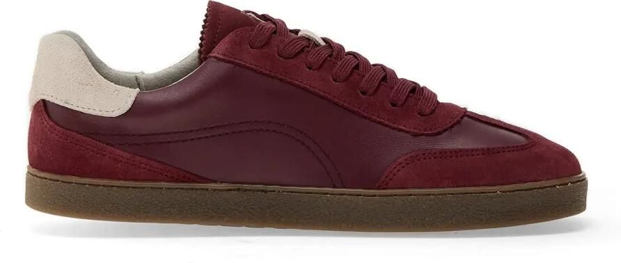 GROUNDIES Panama leren sneakers met suède vlakken Rood