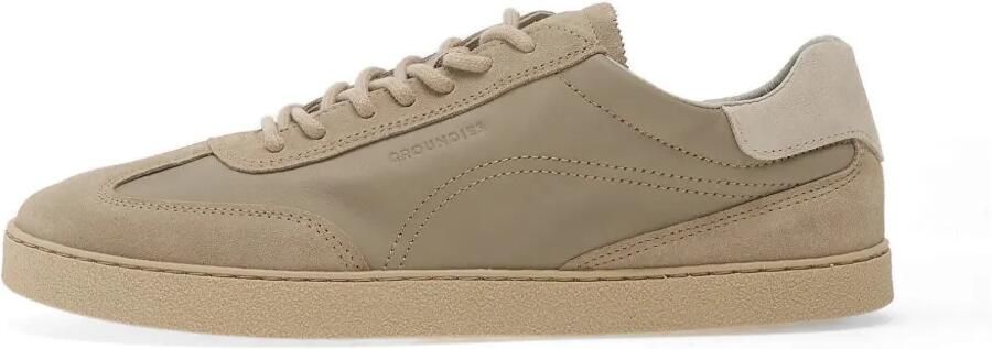GROUNDIES Panama sneakers met suède vlakken en logoprint Grijs