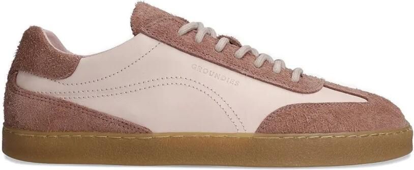 GROUNDIES Panama Soft leren sneakers met suède vlakken Roze