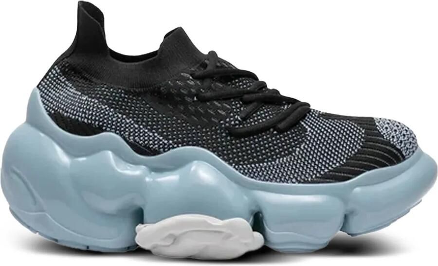 GROUNDS Moopie "Black Light Blue" gebreide chunky sneakers Zwart