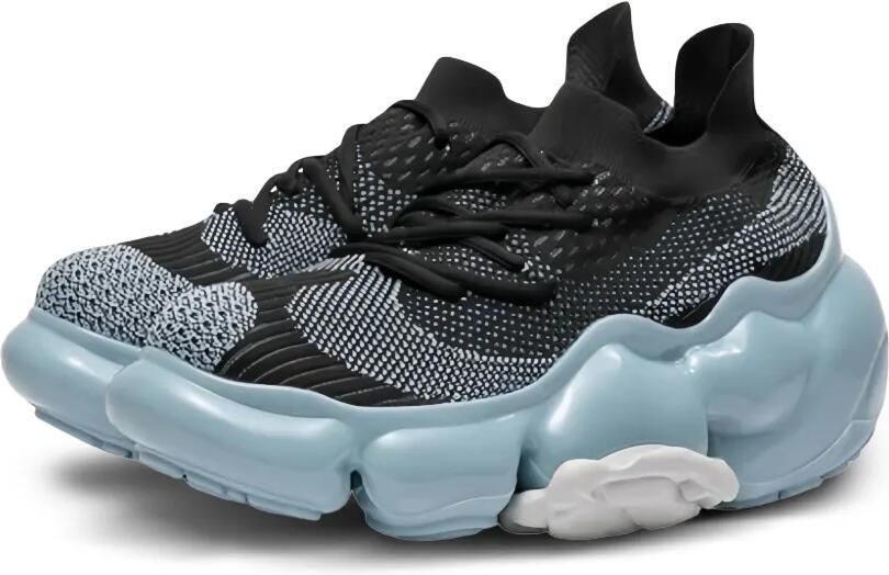 GROUNDS Moopie "Black Light Blue" gebreide chunky sneakers Zwart - Foto 2