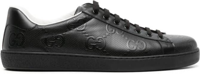 Gucci Ace sneakers met monogram-reliëf Zwart