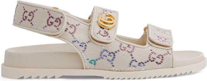 Gucci Canvas sandalen verfraaid met kristallen Beige