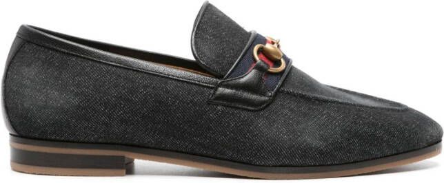 Gucci Denim loafers met horsebitdetail Zwart