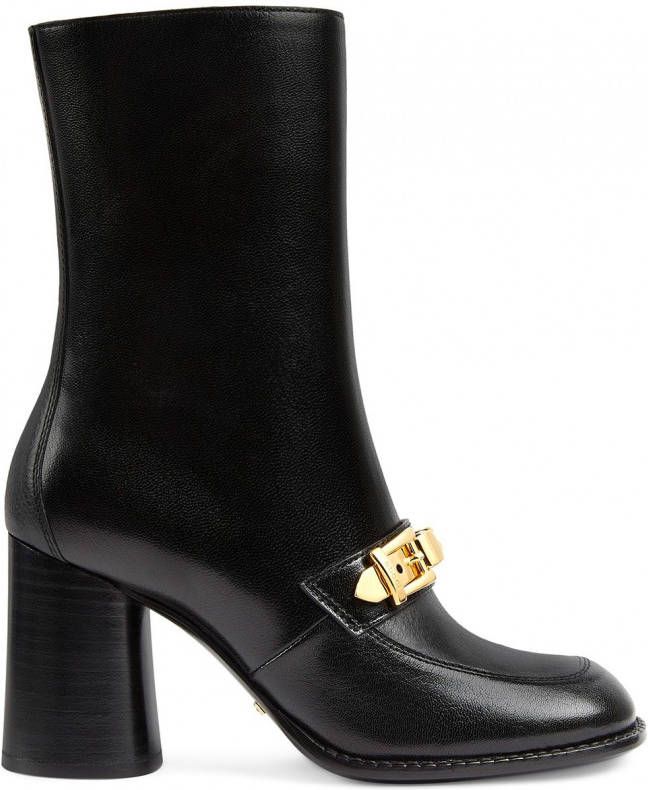 Gucci Enkellaarzen met kettingdetail Zwart - Schoenen.nl
