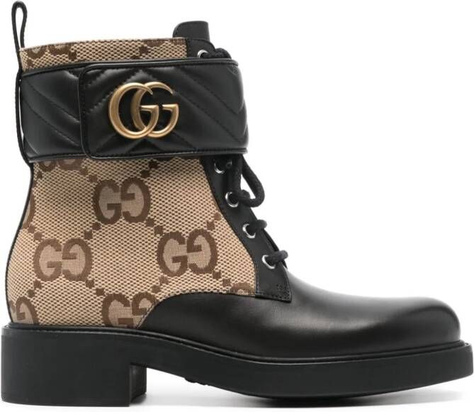 Gucci Enkellaarzen met logoplakkaat Zwart