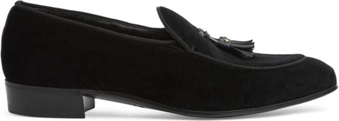Gucci Fluwelen loafers met GG-logo Zwart
