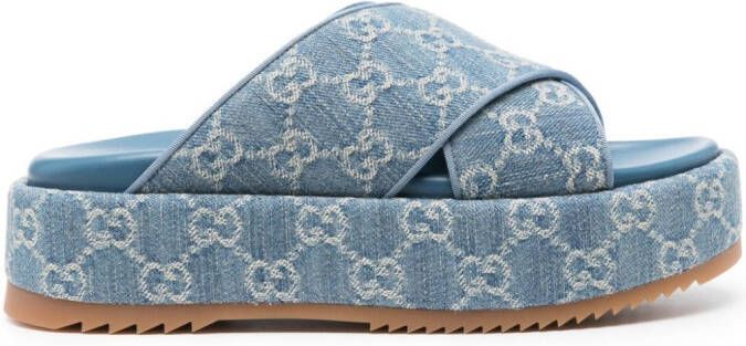 Gucci GG denim sandalen Blauw