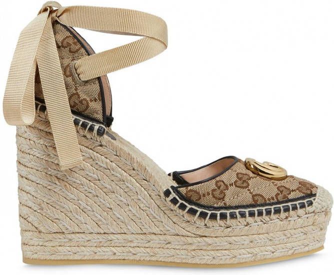 Gucci GG Espadrilles met sleehak Beige - Schoenen.nl