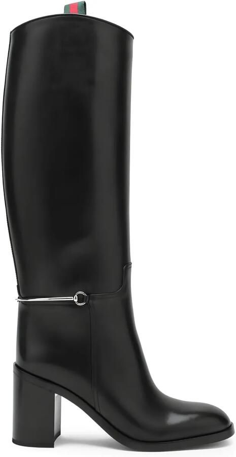 Gucci 85 mm leren laarzen met Horsebit-detail Zwart