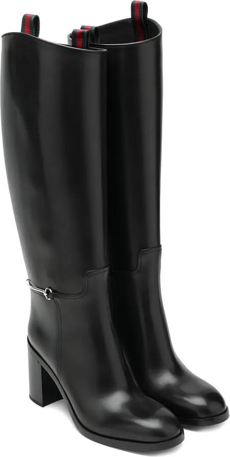 Gucci 85 mm leren laarzen met Horsebit-detail Zwart - Foto 4