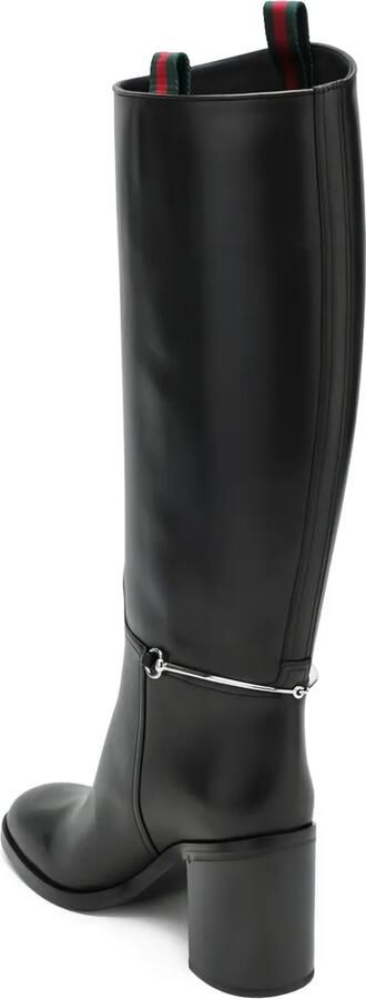 Gucci 85 mm leren laarzen met Horsebit-detail Zwart - Foto 5