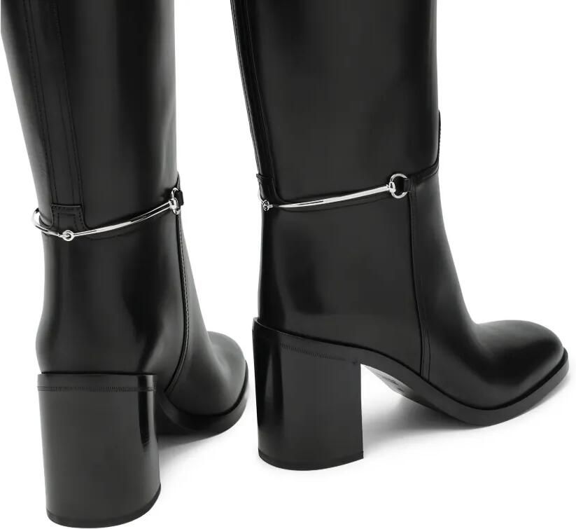 Gucci 85 mm leren laarzen met Horsebit-detail Zwart - Foto 2