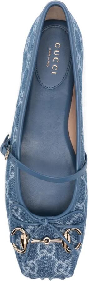 Gucci Ballerina's met kenmerkend Horsebit-detail en GG-monogram Blauw - Foto 4