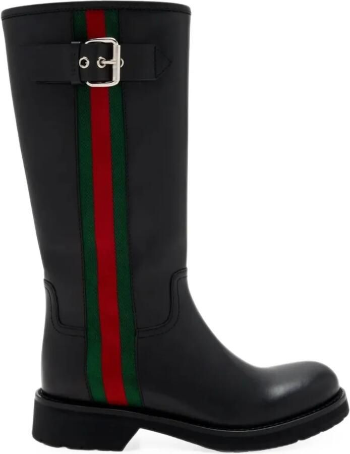Gucci Biker boots met Web Zwart