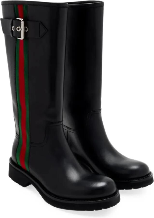 Gucci Biker boots met Web Zwart - Foto 3