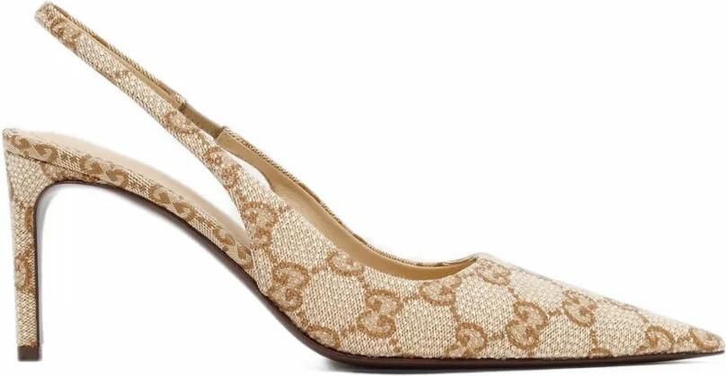 Gucci Donna slingback pumps met kristallen Beige