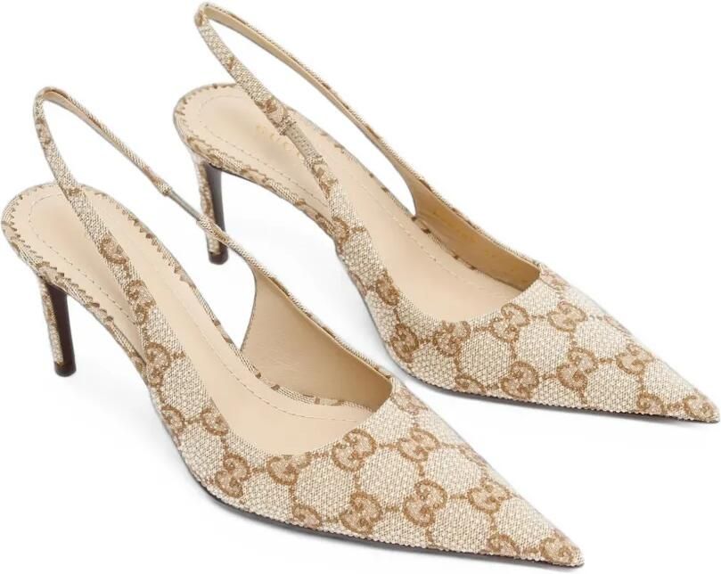 Gucci Donna slingback pumps met kristallen Beige - Foto 3