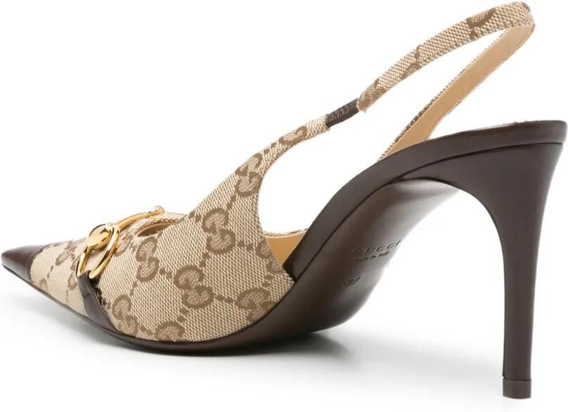 Gucci Donna Horsebit GG Supreme slingback pumps Beige - Foto 2