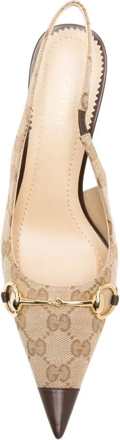 Gucci Donna Horsebit GG Supreme slingback pumps Beige - Foto 3