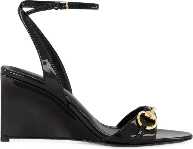 Gucci Donna Horsebit sandalen met sleehak Zwart