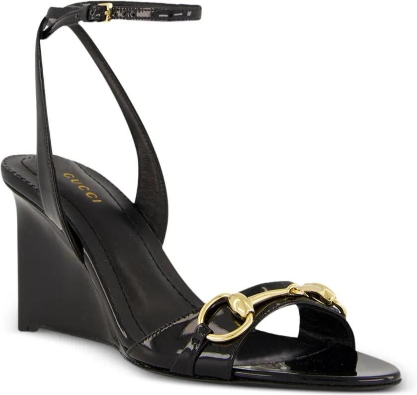 Gucci Donna Horsebit sandalen met sleehak Zwart - Foto 2