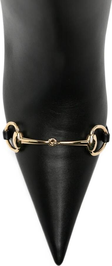 Gucci Horsebit laarzen met puntige neus Zwart - Foto 4