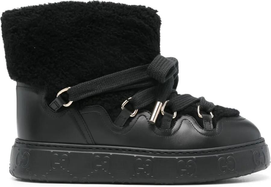 Gucci Enkellaarzen met imitatie lamswol Zwart