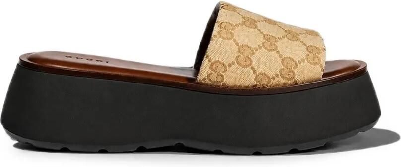 Gucci Flatform Slide sandalen Beige