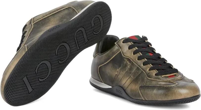Gucci Gerafelde sneakers met Web-streep Bruin - Foto 4