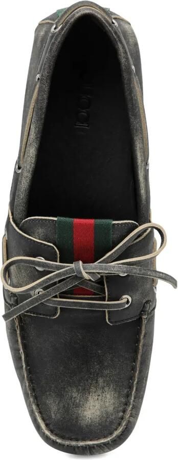 Gucci Gestreepte bootschoenen Zwart - Foto 4
