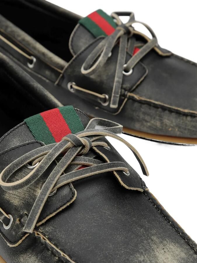 Gucci Gestreepte bootschoenen Zwart - Foto 2
