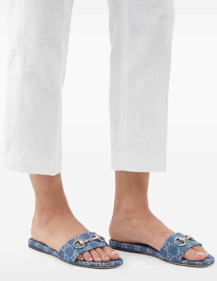 Gucci GG platte sandalen Blauw - Foto 2