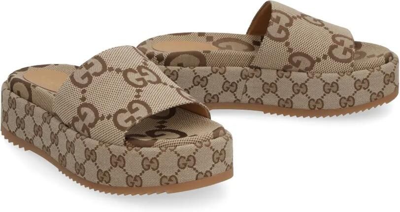Gucci GG slippers met plateauzool Beige - Foto 2