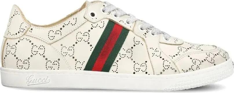 Gucci GG Web Stripe leren sneakers Beige