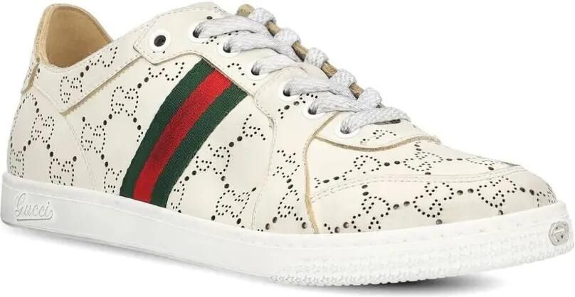 Gucci GG Web Stripe leren sneakers Beige - Foto 3