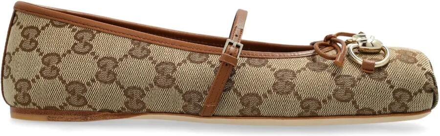 Gucci Horsebit ballerina's Beige