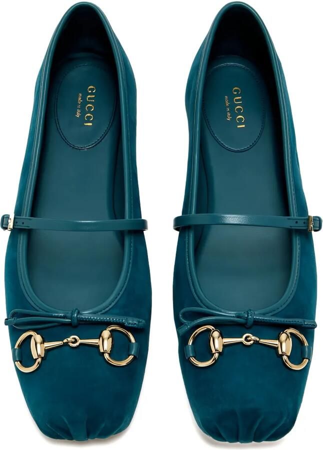 Gucci Horsebit ballerina's met strik Blauw