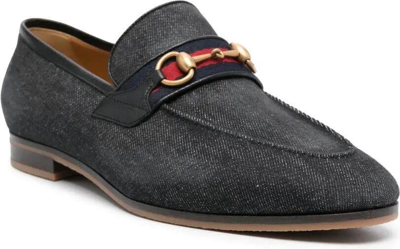 Gucci Horsebit denim loafers Zwart - Foto 3