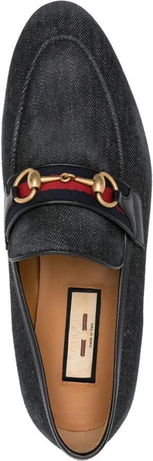 Gucci Horsebit denim loafers Zwart - Foto 4